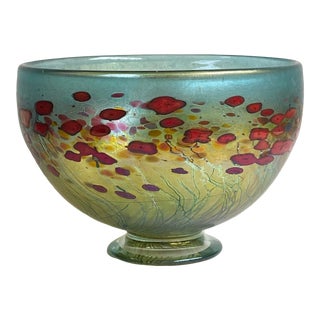 Late 20th C. Robert Held “California Poppies” Art Glass Bowl For Sale