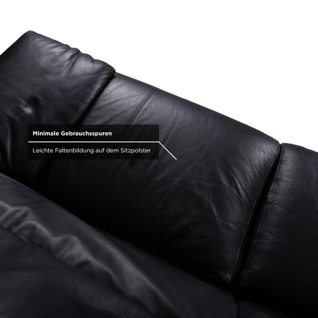 Alanda Leather Two-Seater Black Sofa Manual Function by Paolo Piva for B&B Italia C&B Italia For Sale - Image 9 of 15