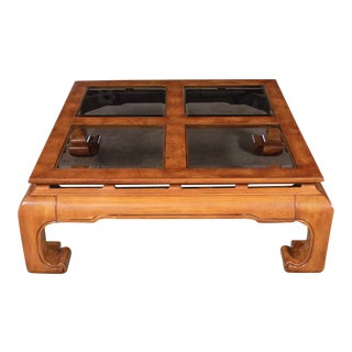 Chinoiserie Chow Leg Ming Style Large Square Coffee Table Attributed to Schnadig Intl. Furniture For Sale