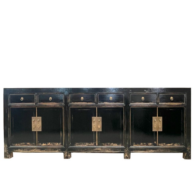 This almost 8 ft long buffet cabinet is handmade, using traditional Chinese furniture construction and joinery and hand...