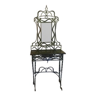 Antique French Art Nouveau (Circa 1895-1910)Wrought Iron Hall Console With Mirror Attributed to Edgar Brandt For Sale