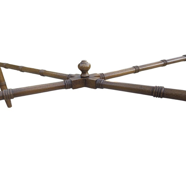 Petite Thomasville Vintage Faux Bamboo Glass Top Dining Table Hollywood Regency For Sale - Image 9 of 18