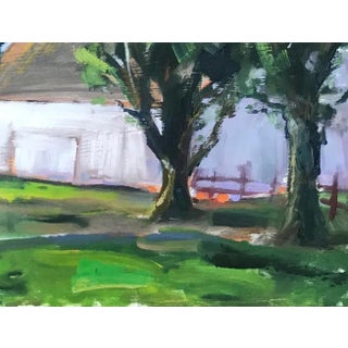 White Barn, Modern Oil Painting Landscape For Sale