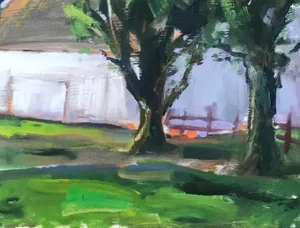 White Barn, Modern Oil Painting Landscape