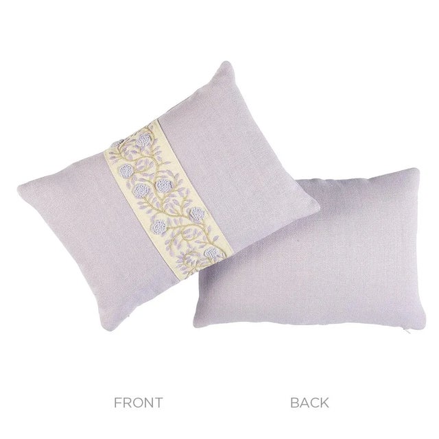 Contemporary Schumacher Ashoka Lumbar Pillow In Lilac & Cream For Sale - Image 3 of 4