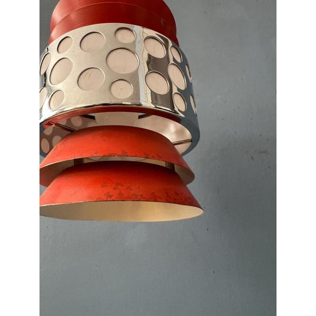 Vintage Space Age Orange Pendant Lamp from Massive Belgium For Sale - Image 9 of 11