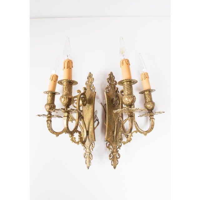 Vintage French Bronze Wall Lights, 1940s, Set of 2 For Sale - Image 9 of 9