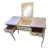 1970's French Provincial Style 2 Tone White and Gold Vanity Desk With Hideaway Mirror For Sale