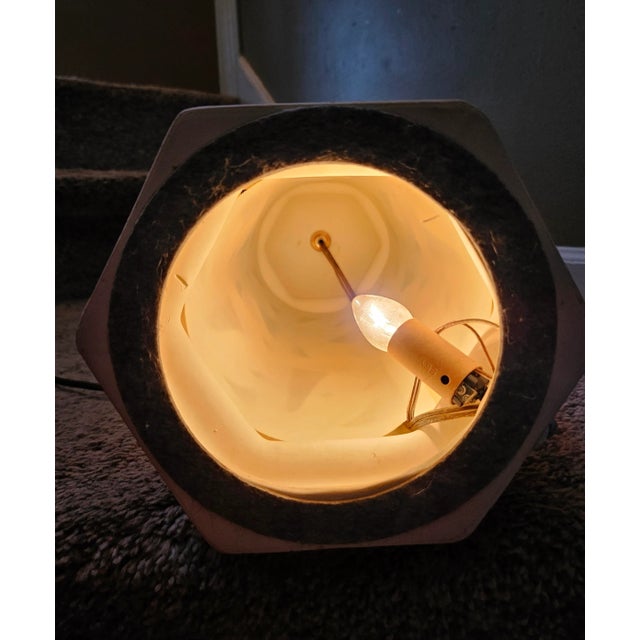 Vintage Terra Cotta Faux Bamboo Table Lamp With Back Lit Base For Sale In Indianapolis - Image 6 of 9