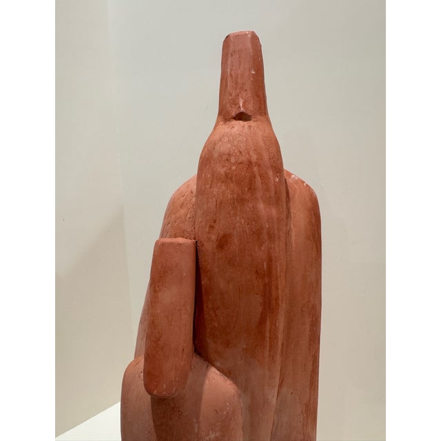 1960s Larry Mohr Terracotta Two Standing Figures Sculpture Signed From Artist Estate For Sale - Image 5 of 6