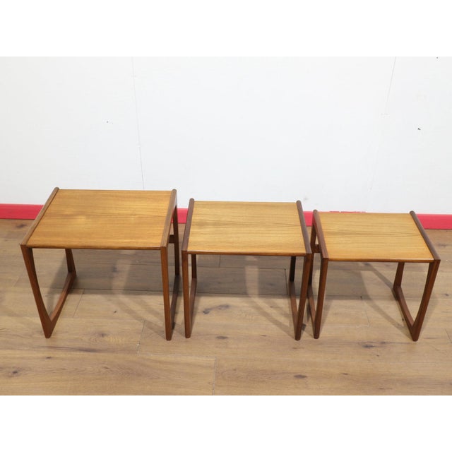 Mid Century Modern Vintage Teak Quadrille Nesting Ends Tables in the Style of G Plan Danish Style For Sale - Image 4 of 14