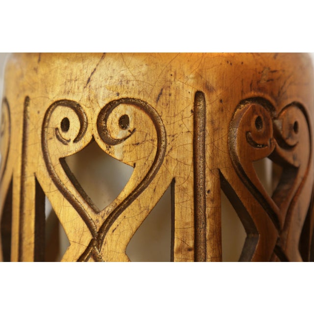 1960s Gorgeous Golden Mid-Century Brutalist Cut-Out Large Ceramic Table Lamps - A Pair For Sale - Image 17 of 17