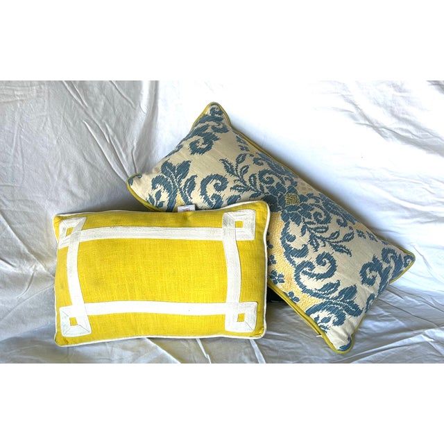 Textile Jonathan Adler Yellow Greek Key Decorative Pillow For Sale - Image 7 of 8