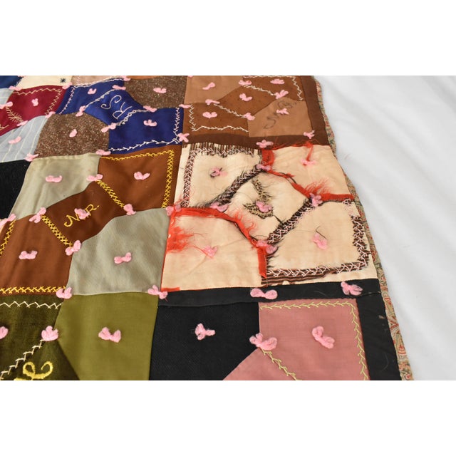 Antique Crazy Quilt For Sale - Image 9 of 12