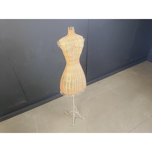 Vintage Wicker Mannequin with Wrought Iron Base, 1960s For Sale - Image 3 of 12