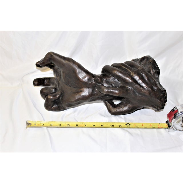 1990s 1990s Art Nouveau Sculpture of Hands Bronze Casting after Rodin Impressionism style For Sale - Image 5 of 18