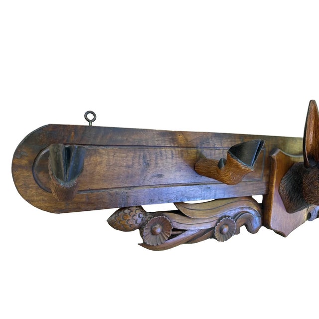 Coat Rack with Carved Chamois Head, 1900s For Sale - Image 4 of 11