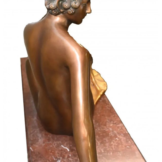 Stone Large Art Deco Statue Female Nude Figurine in Resin For Sale - Image 7 of 11