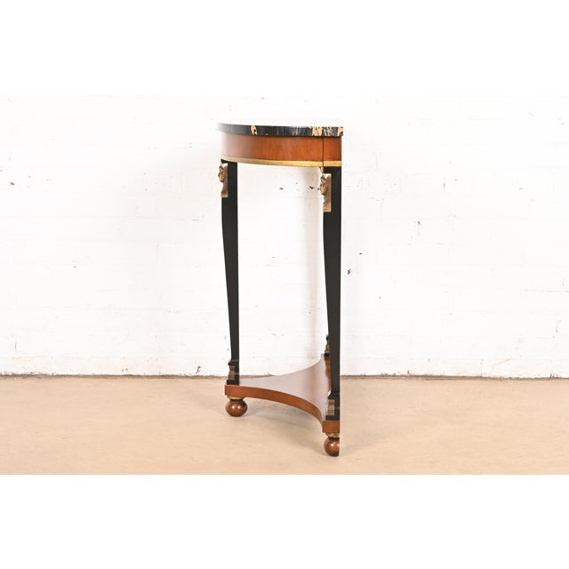 Brown Empire Marble Top Demilune Console Table With Mounted Ormolu by Fine Arts Furniture Co. For Sale - Image 8 of 12