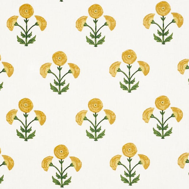 Schumacher Sample - Schumacher Saranda Flower Fabric in Marigold For Sale - Image 4 of 4