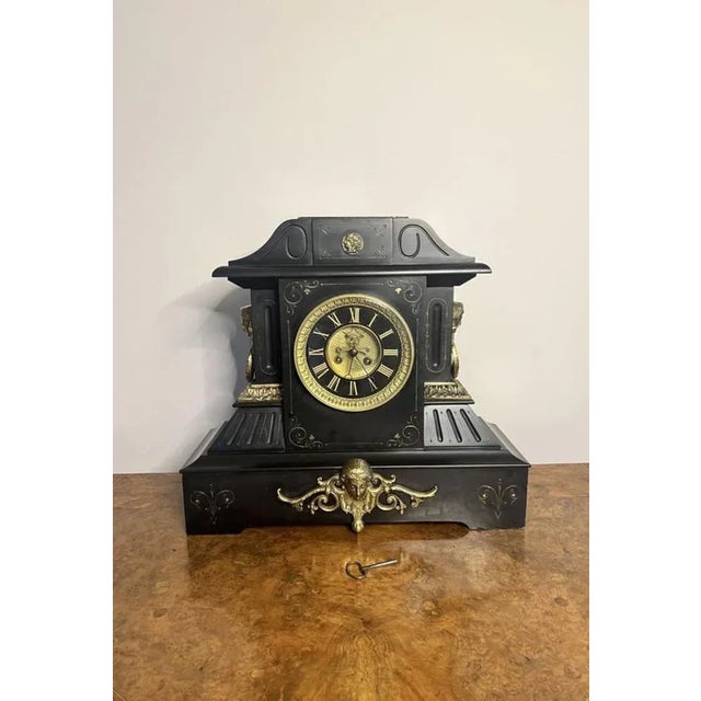 Large Antique Victorian Marble Mantle Clock, 1850 For Sale - Image 6 of 7