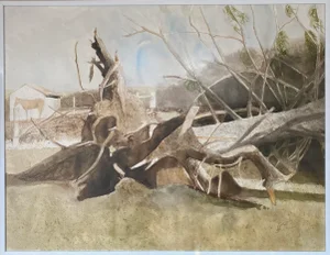 1990s Landscape Watercolor by Sebastian Upson, Framed