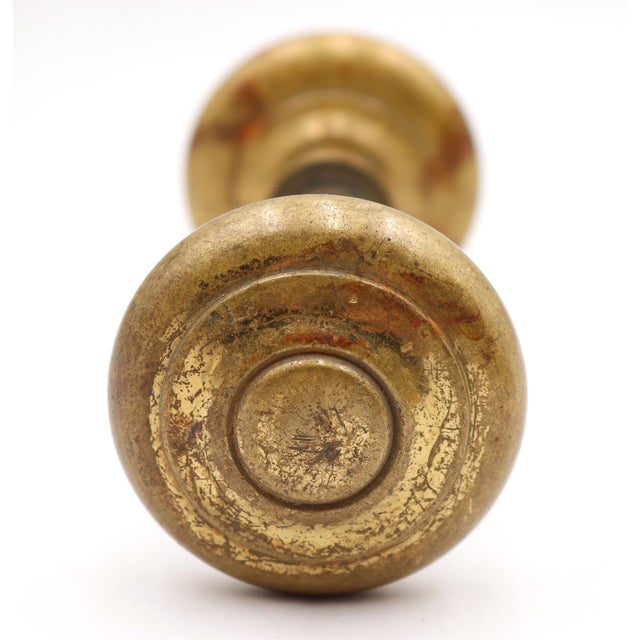 Mid 20th Century Pair of Vintage 2.375 In. Raised Concentric Brass Entry Door Knobs For Sale - Image 5 of 6