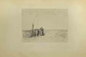 Eugène Burnand, The Well, Etching, Late 19th Century
