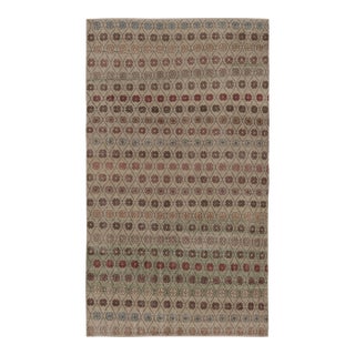 Vintage Distressed Rug, Pale Green With Whimsical Floral Lattice - Rug & Kilim For Sale