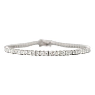 Ladies 18k White Gold 5.84ct Princess Cut Diamond Tennis Bracelet For Sale