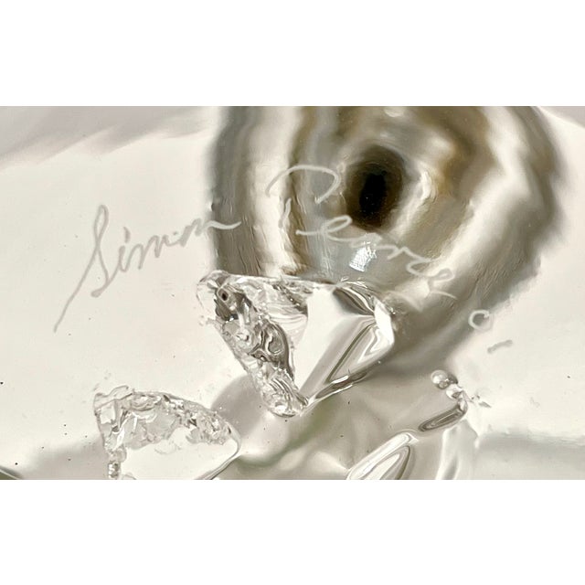 2000 - 2009 Simon Pearce Hand Blown Glass Globe Table Lamps Signed 15” 3-Way - a Pair For Sale - Image 5 of 6