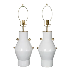 Pair of Glazed Ceramic Vessel Table Lamps