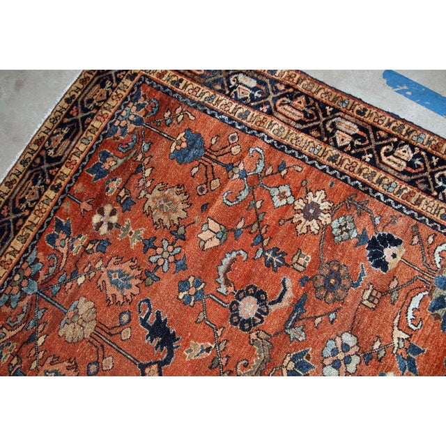 Navy Blue 1920s, Handmade Antique Persian Hamadan Rug 4.1' X 6.3' For Sale - Image 8 of 9