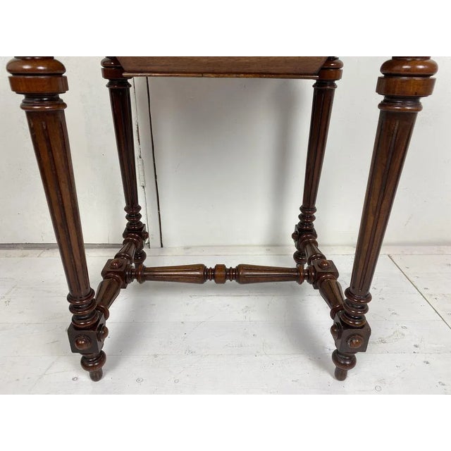 Antique German Walnut Sewing Table For Sale - Image 6 of 18