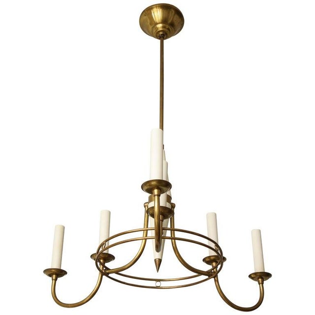 Mid-Century Italian Brass and Tole Six-Arm Fixture For Sale - Image 12 of 12