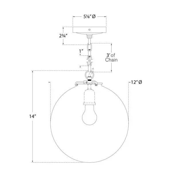 Visual Comfort Thomas O'Brien for Visual Comfort Signature Katie Globe Pendant in Hand-Rubbed Antique Brass with Clear Glass For Sale - Image 4 of 4