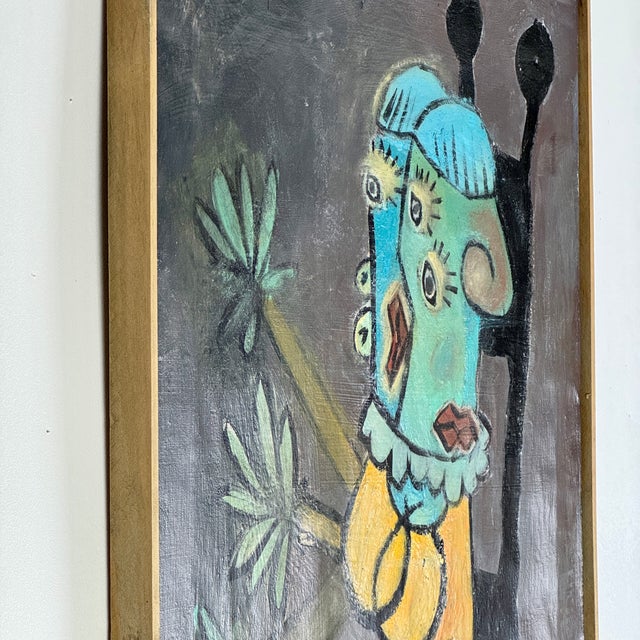 Late 20th Century Late 20th Century Stupendous Vintage Original Oil on Canvas Painting of Cubist Inspired Twin Women, Framed For Sale - Image 5 of 11