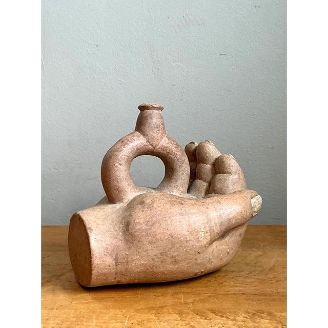 Beige Vintage Sculptural Terracotta Vase For Sale - Image 8 of 12
