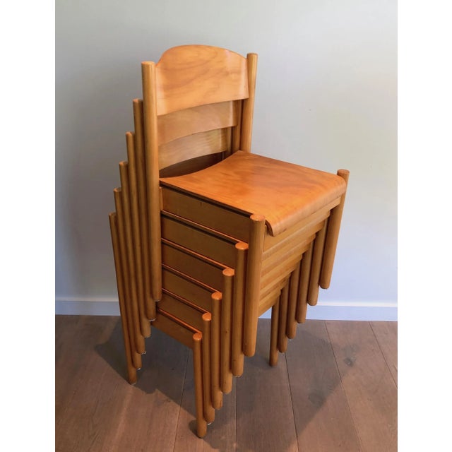 Stackable Pine Chairs, German Work by Karl Klipper, Circa 1970 - Set of 6 For Sale - Image 9 of 13