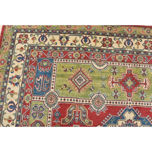 Textile Kazak Rug 9′ X 11’11” Red Wool Tribal Hand-Knotted Oriental Carpet For Sale - Image 7 of 15