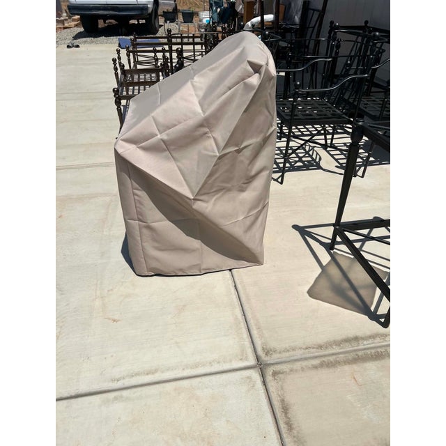 Metal Set of Four Michael Taylor “Montecito” Outdoor Dining Chairs W/ New Raincovers For Sale - Image 7 of 9