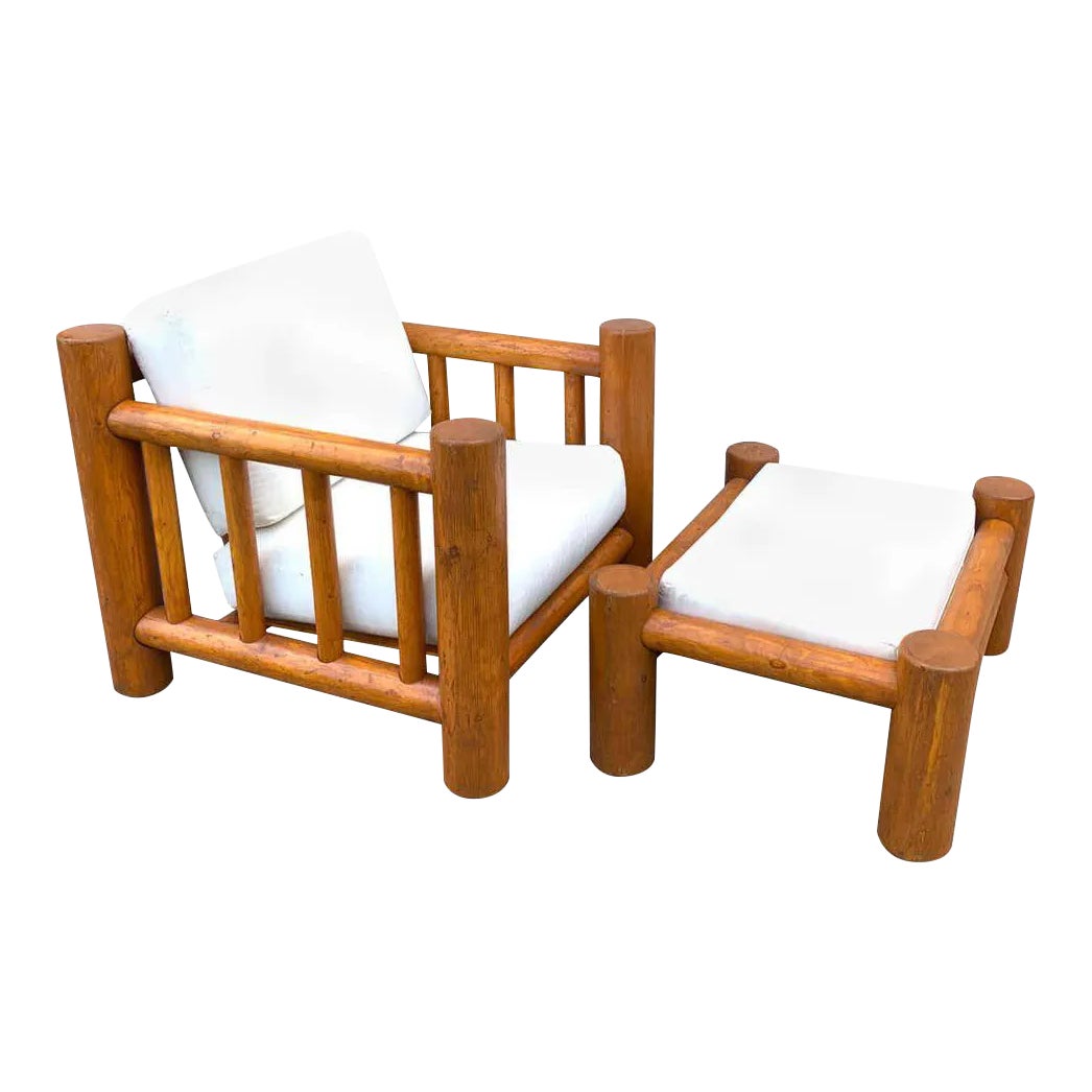 MidCentury Dowel Lounge Chair and Ottoman Chairish