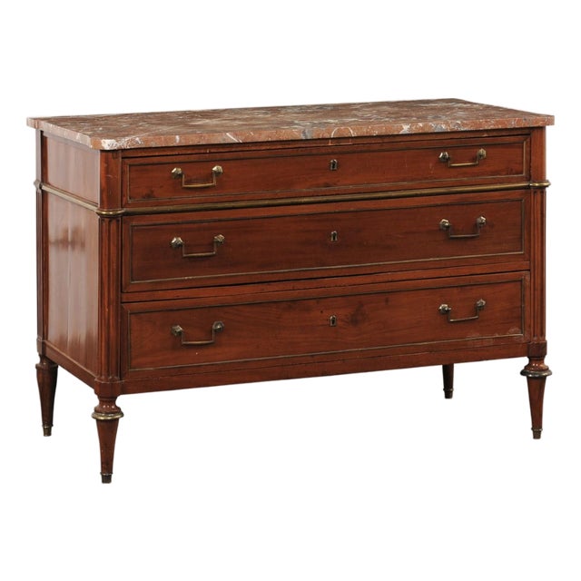 Early 19th Century Neoclassical Period French Marble Top Chest For Sale