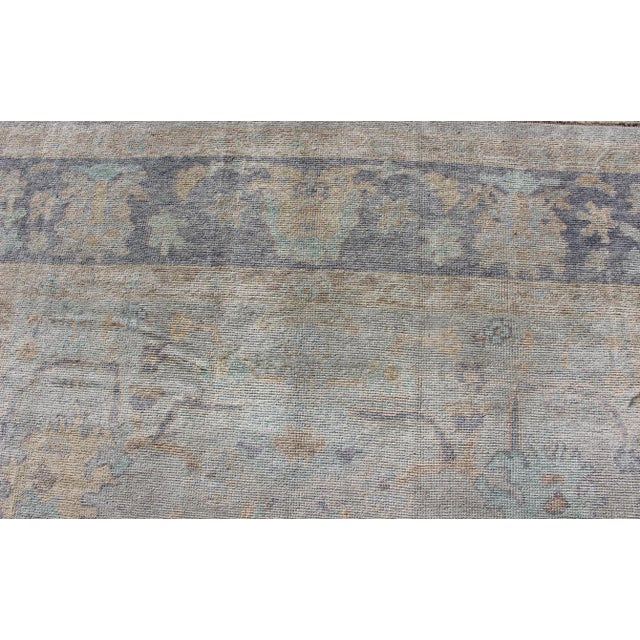 Turkish Oushak Rug With Fine Handspun Wool in All Over Design For Sale - Image 10 of 13