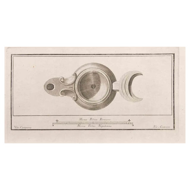 Niccolò Cesarano, Oil Lamp, Etching, 18th Century For Sale