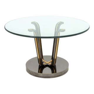 1970s Renato Zevi Attr. Glass and Chrome Circular Table For Sale