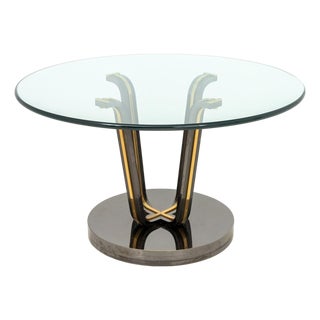 Renato Zevi Attr. Glass and Chrome Circular Table For Sale