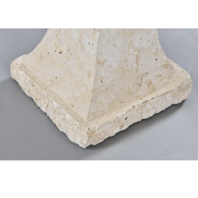 Curved Tessellated Stone Base End Table With Glass For Sale - Image 11 of 11