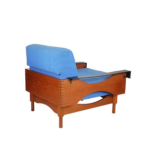 Blue Black Skai & Teak Kimono Armchairs by Sergio Saporiti for Fratelli Saporiti, 1960s, Set of 2 For Sale - Image 8 of 11