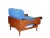 Blue Black Skai & Teak Kimono Armchairs by Sergio Saporiti for Fratelli Saporiti, 1960s, Set of 2 For Sale - Image 8 of 11
